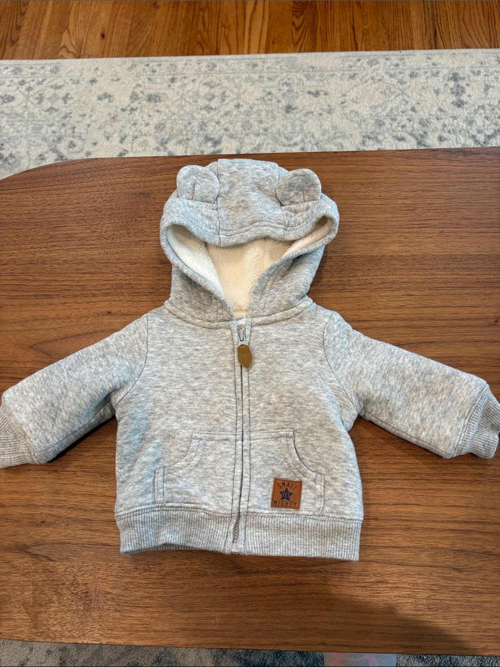 Carter's Fleece-Lined Gray Hooded Zip Sweatshirt with Bear Ears